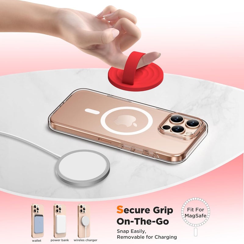 COFFKER Magnetic Phone Grip Ring Holder, Liquid Silicone Magnet Cell Phone Grip Finger Loop, Compatible with Magsafe, Back of Phone for iPhone 17/16/15/14/13/12 Series, Red - Image 4
